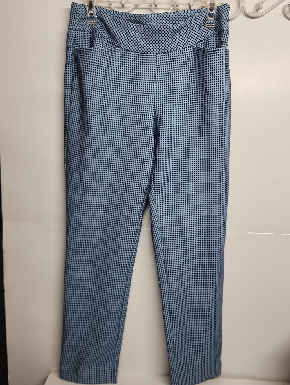 Acegolfs Light Blue Micro-Check Golf Pants Sz M Lightweight & Comfortable